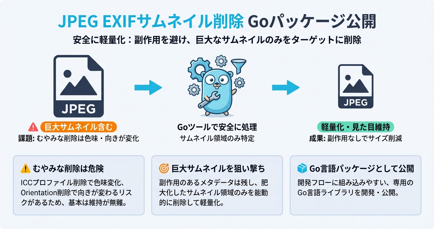 JPEGのEXIFサムネイルを削除するGo言語パッケージを公開