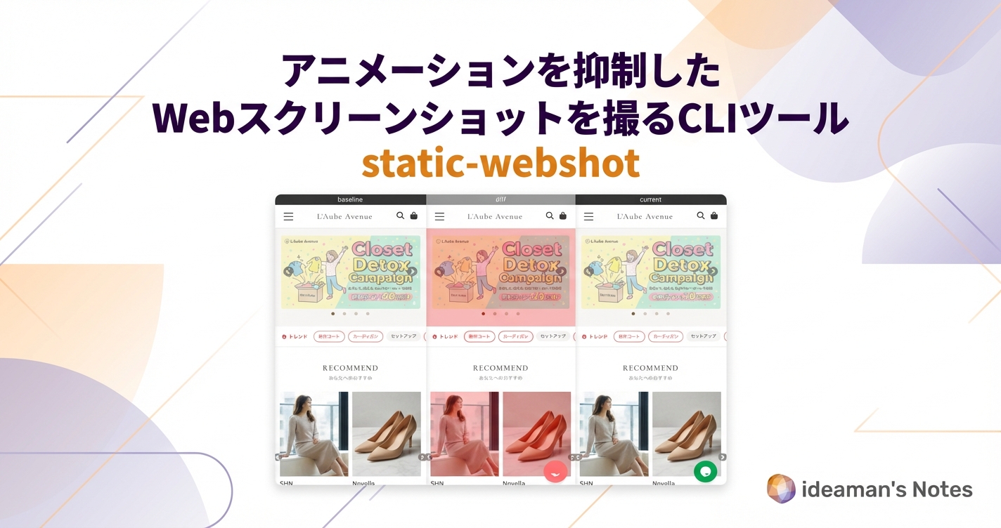 アニメーションを抑制したWebスクリーンショットを撮るCLIツール static-webshot